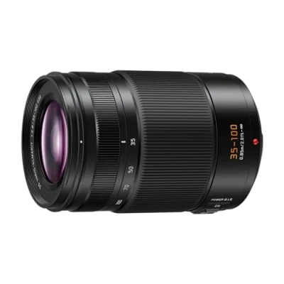 Abbildung von Panasonic Lumix H ES35100E Leica DG Vario Elmarit 35 100 mm Zoom F2,8 Objektiv, Micro Four Thirds Kameraobjektiv, Teleobjektiv, Power OIS, Spritz /Staub /frostbeständig, ideal für Videos, Schwarz