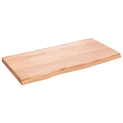 Abbildung von vidaXL Waschtischplatte, Multifunktional Arbeitsplatte mit Naturkante, Waschtischkonsole Tischplatte für Badezimmer, Holzplatte Platte, Hellbraun 80x40x(2 4) cm Massivholz Behandelt