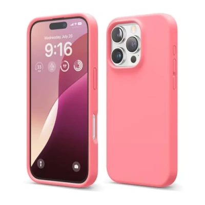 Abbildung von elago Premium Liquid Silikon Hülle Kompatibel mit iPhone 16 Pro Hülle, Ganzkörper Handyhülle, Stoßfest, Schlanke Kratzfester weicher Mikrofaser Innenfutter, 6.3 Zoll (pink)