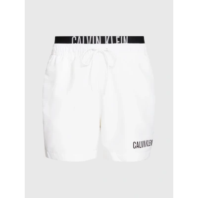 Abbildung von Calvin Klein Swimwear Medium Double Badeshorts, Herren, Größe: Small, Classic white