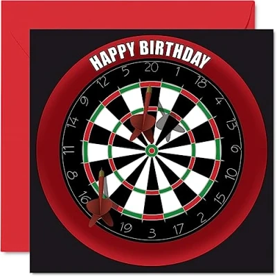 Abbildung von Stuff4 Lustige Geburtstagskarte zum 48. Geburtstag für Männer und Frauen Dartscheibe Happy Birthday Karte Vater, Mutter, Bruder, Schwester, Großvater, Oma, Onkel, Tante, 145 mm x mm,