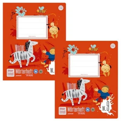 Abbildung von Formati Wörterheft W.9 Quart 20 Blatt 6/6/6mm liniert mit Mittelstrich, 100 % Recyclingpapier, 2 Stück, aufbauende Lineatur für die Grundschule