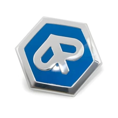 Abbildung von Emblem Piaggio zum Stecken 6 eckig 42x48mm für Beverly, Carnaby, X7, X8, X10