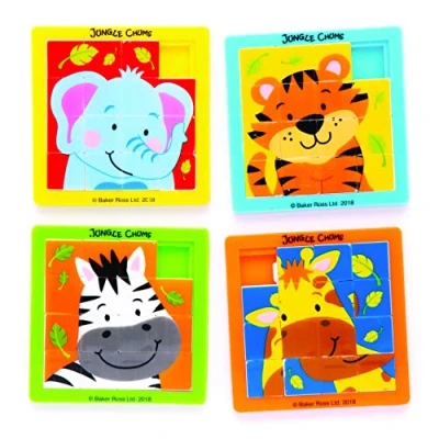 Abbildung von Baker Ross Jungle Chums Schiebepuzzles Dschungelfreunde (5 Stück) perfekt als kleine Partyüberraschung oder Geschenk für Kinder