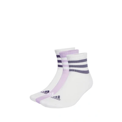 Abbildung von adidas Unisex 3 Stripes Cushioned Sportswear Mid Cut Socks Pairs, White/White/Powder Plum, 8.5 10