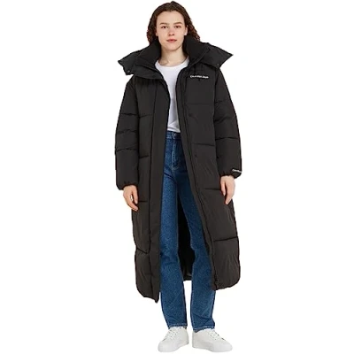 Abbildung von Calvin Klein Jeans Oversized LONG Puffer Wintermantel, Damen, Größe: Large, Black