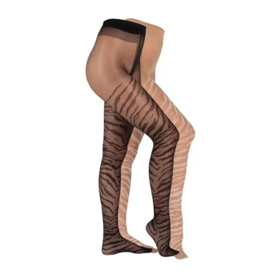 Abbildung von camano LEO 2ER PACK Strumpfhose, Damen, Größe: Large, Black white