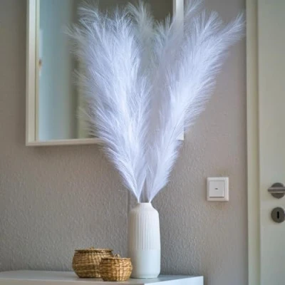 Abbildung von Kunstpflanze Künstliches Pampasgras Trockenblumen Deko XXL Kunstblume Pampas gras, Layba, Höhe 100 cm, Weiss 3 Stiele