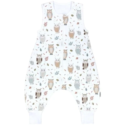Abbildung von TupTam Sommerschlafsack Baby mit Füßen Leichter Schlafsack Sommer 0.5 TOG, OEKO TEX, Farbe: Eule Beige Pastellblau, Größe: 92 98