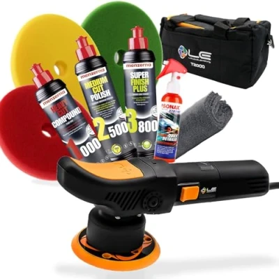 Abbildung von Garage Freaks Auto Polier Set: T2000 V3 Exzenterpoliermaschine, Menzerna Polituren, Polierpads, SONAX PROFILINE Versiegelung, 550GSM Mikrofasertuch