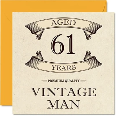 Abbildung von Geburtstagskarte zum 61. Geburtstag im Vintage Stil für Männer 61 Jahre lustige Opa Vater Ehemann Freund Onkel Bruder 145 mm x Grußkarten