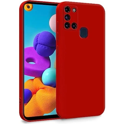 Abbildung von MyGadget Hülle für Samsung Galaxy A21s Zweilagige Handyhülle mit Kameraschutz Cover Innenfutter &amp; Silikon außen Rot