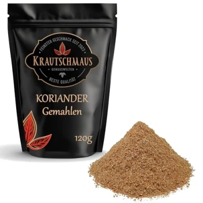 Abbildung von 120g Koriander gemahlen von Krautschmaus, Coriander Gewürz, Korianderpulver, Koriandersamen Pulver, Koriandergewürz ohne Zusatzstoffe