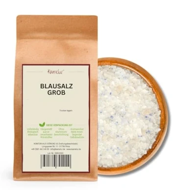 Abbildung von Kamelur Blausalz Grob 600g blaues Kristallsalz, seltenes Gourmet Salz