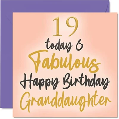 Abbildung von Stuff4 Geburtstagskarte zum 19. Geburtstag für Enkelin 19 Today &amp; Fabulous Happy Birthday Karte von Nanny Grandad Oma, 145 mm x mm, schöne Grußkarten, Geschenk