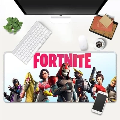 Abbildung von Fortnite Gaming Mauspad, 888 XXL, extra großes Laptop Schreibtischmatte, rutschfeste Gummiunterseite, genähte Kanten, glatter Stoff, Computertastatur und Mäuse, Kombi Pads für