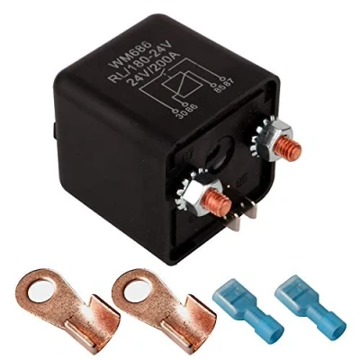 Abbildung von Gebildet 1Stück 4 Pin Relais 24VDC/200A Spitzenlast Für Pkw LKW Kfz Auto Boot Camping Wohn, mit 2 Footprint + Anschluss