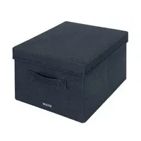 Abbildung von Leitz Aufbewahrungsbox mit Deckel aus Stoff, 2er Set Organisationsboxen, Universell, faltbar &amp; umweltfreundlich, Organizer für Büro, Haushalt, Schule oder als Sofa Organiser, Grau, Mittel, 61440089
