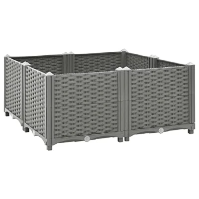 Abbildung von vidaXL Hochbeet, Hochbeet für Garten Balkon Terrasse, Gemüsebeet Pflanzkasten zum Selber Bauen, Blumenbeet Blumenkasten Rattan Optik, Polypropylen