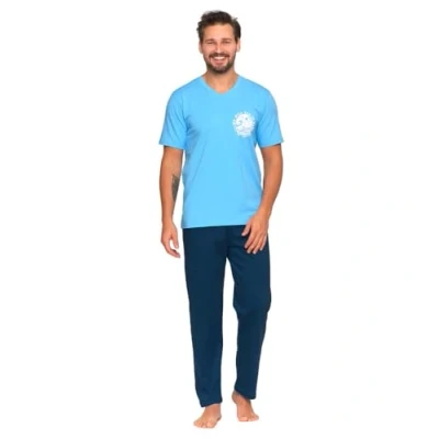 Abbildung von Neti Herren Schlafanzug lang Pyjama Nachtanzug100% Baumwolle M 3XL (DE/NL/SE/PL, Alphanumerisch, XXL, Regular, 4300 001 Blau)