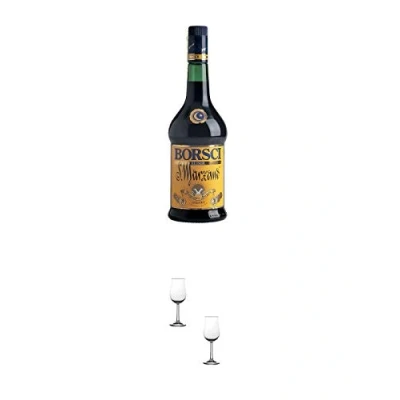 Abbildung von BORSCI San Marzano Kräuterlikör aus Italien 0,7 Liter + Nosing Gläser Kelchglas Bugatti mit Eichstrich 2cl und 4cl 2 Stück