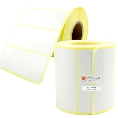 Abbildung von GoodMarkt Etikettenrolle 89x36mm Selbstklebende Thermo Etiketten auf Rolle 1000 Labels, Adressetiketten Haushaltsetiketten Bedruckbar Aufkleber für Büro Küche