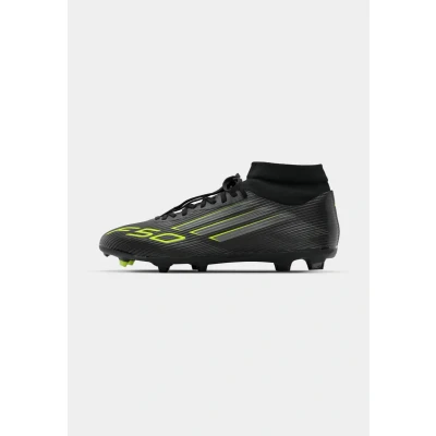 Abbildung von adidas Unisex F50 League Mid Firm Multi Ground Football Boots Fußballschuhe, Core Black/Iron Metallic/Lucid Lemon, 41 1/3 EU