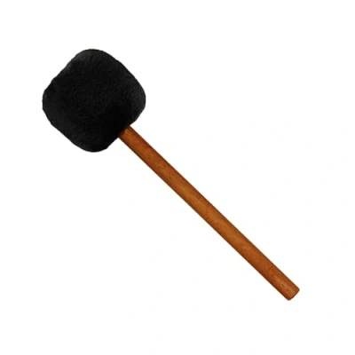Abbildung von Sonic Energy Gong Schlägel Schwarz 41 cm Aus Wolle und Kunstfell Sapeleholzgriff Für Gongspieler, Percussion, Meditation (MGB L)