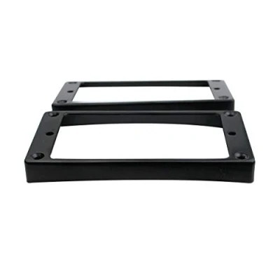 Abbildung von Guyker Curved Bottom Metal Humbucker Pickup Mounting Ring Set Bridge and Neck Pickups Cover Frame Replacement Compatible with Les Paul LP Style Electric Guitar or Precision Bass(2PCS, Black)