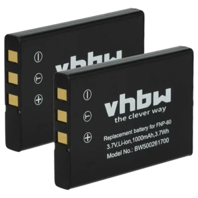 Abbildung von vhbw 2X Akku kompatibel mit Traveler DC 6300, DV 5000, 5070, HD 10x, 5300, 5390 Kamera (1000 mAh, 3,6 V, Li Ion)