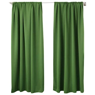 Abbildung von WOLTU 2er Set Gardinen Vorhang Blickdicht Kräuselband für Schiene, 250 g/m² Schwere Verdunklungsvorhänge Thermovorhang kälteschutz lichtdicht Wohnzimmer Kinderzimmer, 135x245 cm Grün