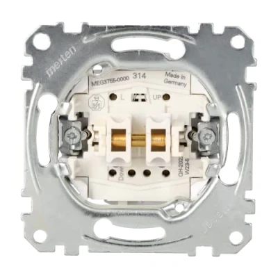 Abbildung von Schneider Electric Merten MEG3755 0000 Rollladentaster Einsatz, 1 polig, 10 A, AC 250 V, Steckklemmen, Unterputz zum Einsatz von Steckdosen und Schalter, Made in Germany