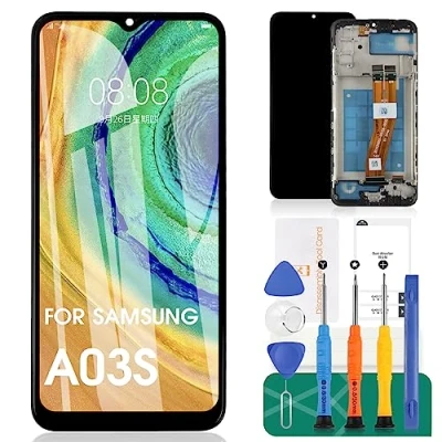 Abbildung von für Samsung Galaxy A03s LCD Bildschirm SM A037F Ersatz Display Touch Digitizer Assembly A037M, A037G Reparaturteile Kits (Nicht geeignet A037U,Original schwarz mit Rahmen)