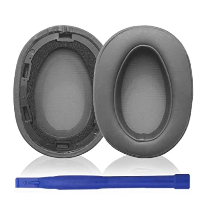 Abbildung von Adhiper MDR 100ABN Ohrpolster Protein PU Leder kompatibel mit Sony WH H900N H800 Kopfhörer (dunkelgrau)