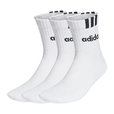 Abbildung von adidas Unisex 3 Stripes Linear Half Crew Cushioned Socks Pairs, White/Black, 10.5 12.5