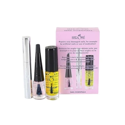 Abbildung von Herome 3 in 1 Maniküre Set mit Nagelhärter &amp; Nagelöl verstärkt beschädigten Nägel (Nail Essentials Rosa)