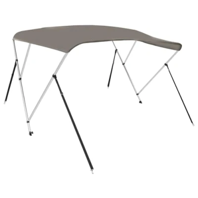 Abbildung von vidaXL 3 Bow Bimini Top, Bootsverdeck 4 verstellbare Nylonriemen, Sonnensegel Sonnenschutz für Boot, Sonnenverdeck Sonnendach, Grau 184x170x133cm