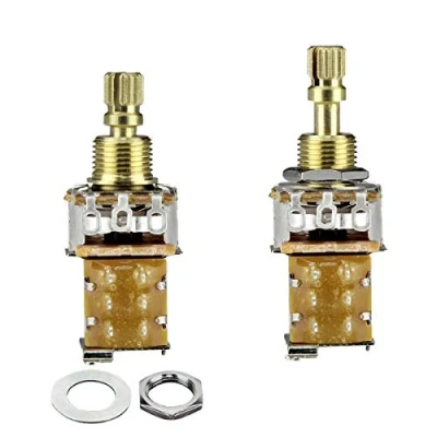 Abbildung von FLEOR Guitar Push Potentiometer B500K Töpfe Linear Taper Copper Short Split Shaft für E Gitarren Bass Part, 2er Pack