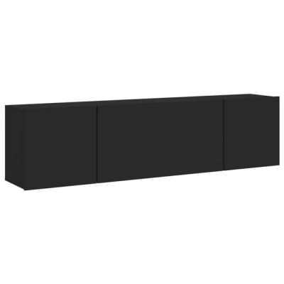 Abbildung von vidaXL TV Wandschrank 2 STK., Schrank mit viel Stauraum, Wandmontage Fernsehschrank Regal, Hängeschrank Möbel Ständer, Modern, Schwarz