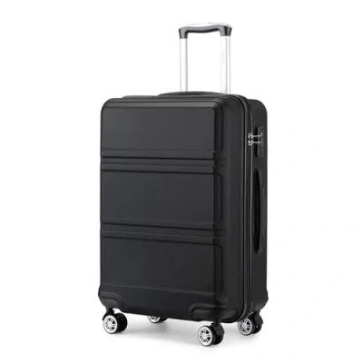 Abbildung von KONO Trolley Koffer Mittelgroß 4 Rollen Leicht Hartschalenkoffer Reisekoffer mit TSA Schloss, 65x41x26cm, 61Liter, Zwillingsrollen Rollkoffer, ABS Hartschale (Schwarz, L)