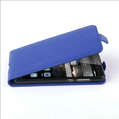 Abbildung von Cadorabo Hülle kompatibel mit Huawei P8 LITE 2017 / P9 Flip Design aus Kunst Leder Klappbare Stoßfeste Magnetische Cover für Tasche in Blau