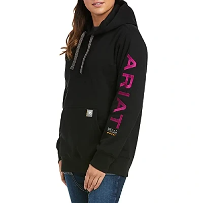 Abbildung von ARIAT Damen Rebar Graphic Hoodie Kapuzenpullover, Schwarz/Violett, L