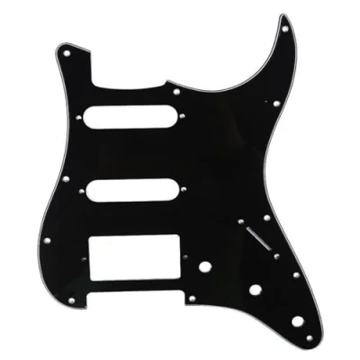 Abbildung von Musiclily HSS 11 Löcher Strat Schlagbrett Pickguard für Fender American/Mexican Standard Stratocaster Modern Style E Gitarre,3 lagig Schwarz