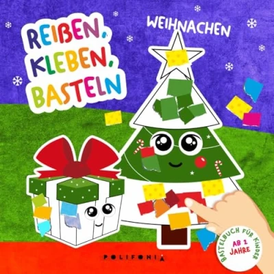 Abbildung von Weihnachten Bastelbuch für Kinder Reißen Kleben Basteln ab 2 Jahre: Mein Kunterbuntes Bastelset Mädchen und Jungen mit Weihnachtsvorlagen als ... Aufkleben Geschenkidee zu