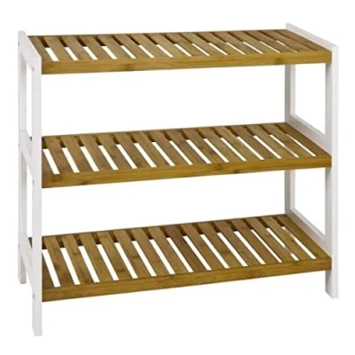 Abbildung von HAKU Möbel Schuhregal Natur, weiß, Bambus, MDF Maße: B 70 cm x H 55 T 26 cm, Style: Scandinavian