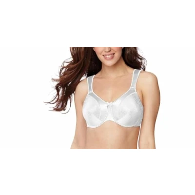 Abbildung von Bali Damen Satin Tracings Minimizer BH, maximale Unterstützung, Bügel Df3562, Weiss/opulenter Garten, 80DD