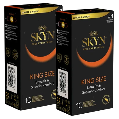 Abbildung von SKYN XXL Kondome King Size / Large (Comfortable Fit) 2 Packungen mit je 10 Kondomen, insgesamt, 20 St., Doppelpack Größe XL 56mm , große latexfreie aus Sensoprène™