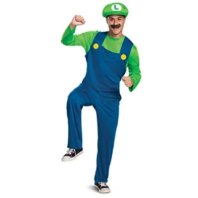 Abbildung von Smiffys Kostüm Nintendo Super Mario Brothers Luigi Kostüm, Der Bruder des Helden Mario: klassisches