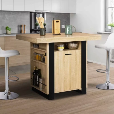 Abbildung von IDMarket Zentralinsel, Phoenix, 110 cm, Holz und Schwarz, mit Aufbewahrungsfächern