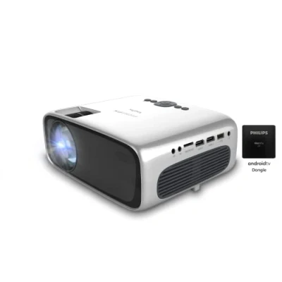 Abbildung von Philips NeoPix Ultra One+ True Full HD Projektor mit Android TV Dongle, Chromecast Built in und Zwei HDMI Anschlüssen